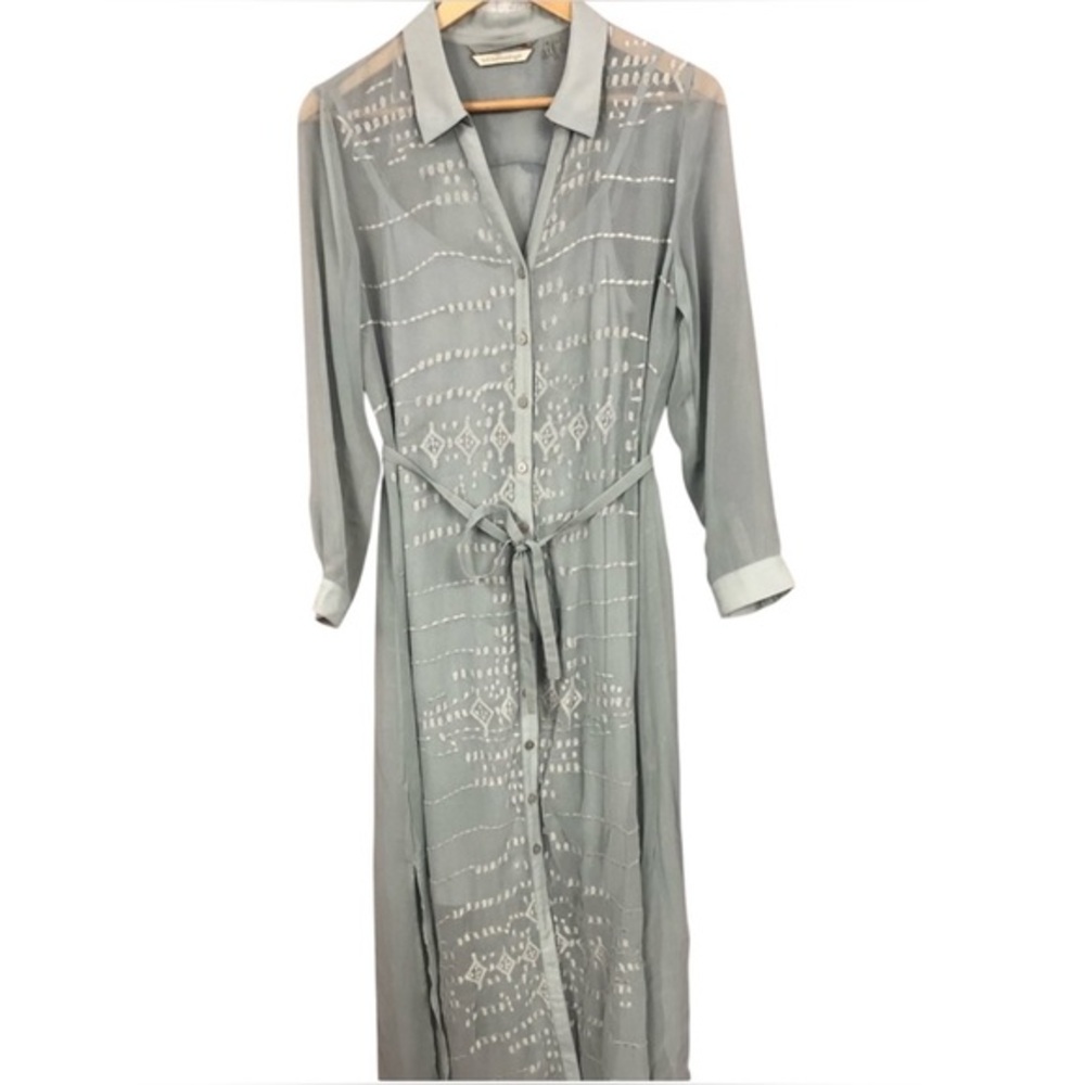 SOFT SURROUNDINGS GRAY EMBROIDERED DRESS PS
